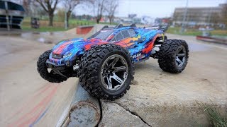 NEW Traxxas Rustler 4x4 VXL Trashed at Skate Park [upl. by Schott]