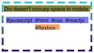 Div doesnt occupy space in mobile [upl. by Nathalia]