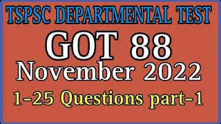 GOT 88 previous paper November2022 part1TSPSC departmental test previous papers SGT departmental [upl. by Zerep601]