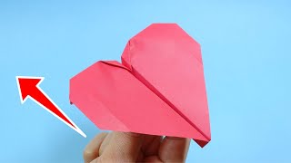 動く折り紙「ハート紙飛行機」Action Origami quotHeart Planequot [upl. by Aile]