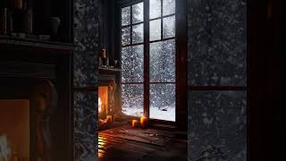 Relaxing Cozy Wooden Cabin Ambience snowstorm relax cozy [upl. by Lledniw]