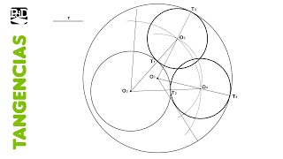Circunferencias Tangentes a 2 Circunferencias Interiores dado el Radio  Tangencias [upl. by Aymik]