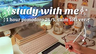 1 HOUR STUDY WITH ME 🌸 pomodoro 255 calm lofi iPad writing cozy forest sounds timer amp alarm [upl. by Zaneta]