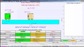 Ejs open source java applet 1D collision carts Elastic and Inelastic Collision [upl. by Truscott]