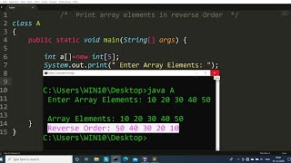 Java program to print array elements in reverse order  Learn Coding [upl. by Aynad488]