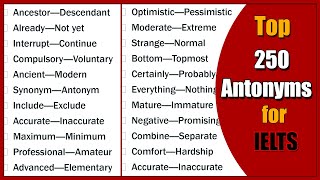 250 Essential Advanced Antonyms in English for IELTS  C1 C2 Level English [upl. by Jasik]