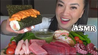 ASMR SASHIMI PLATTER  SEA URCHIN ROLL  FRESH VEGGIES EATING SOUNDS NO TALKING  SASASMR [upl. by Nador]