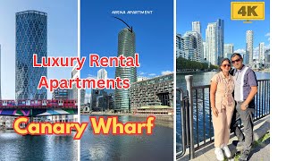 Luxury Canary Wharf Rental Apartments  South quay  Canary Wharf tour  London  Walking tour [upl. by Hak]