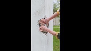 Innovative city wall repairs with a surpise inside 🦖🏙️shorts diy cement repairs resinepoxy [upl. by Alisa]