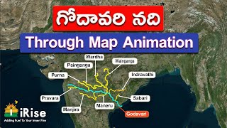 Godavari River through Map Animation  Indian River System  iRise Academy [upl. by Janek]