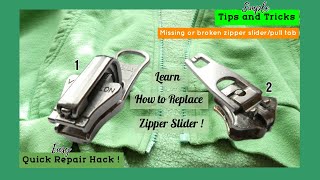 How to Replace MissingBroken Zipper Slider  2 Simple Ways to put Slider on a Zipper Quick DIY Hack [upl. by Nanreik]