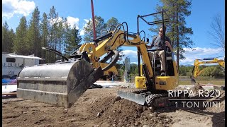 Rippa R320 Mini 1 Ton excavator with Tilt Grading Bucket [upl. by Yffat]