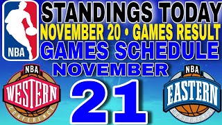 nba standings today November 20 2024  games results  games schedule November 21 2024 [upl. by Rotberg]