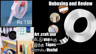 Double Side Tape  Two Types Double Sided Tape  Unboxing and Review FSMCraftTamil [upl. by Kcirded]