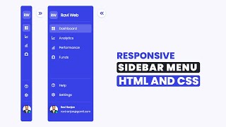 Create a Responsive Dashboard Sidebar Menu using HTML and CSS  Side Navigation Bar HTML And CSS [upl. by Yetah]