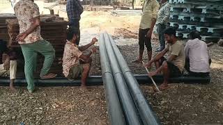 HDPE pipe pulling  HDPE pipe fitting Buttwelding89 [upl. by Uird]