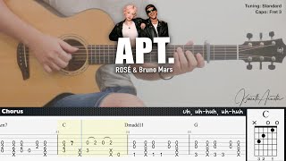 APT  ROSÉ amp Bruno Mars  Fingerstyle Guitar  TAB  Chords  Lyrics [upl. by Ahsatal]