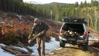 Off Grid Living My Daily Firewood Routine In The Natl Forest [upl. by Atsyrhc]