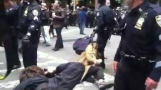 Girl manhandled pulling by her hair nypd cop police brutality N17 OWS [upl. by Luy]