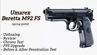 Airsoft Umarex Beretta M92 FS Spring Pistol  FPS Upgrade [upl. by Aliuqat]