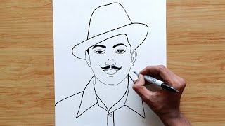 How to Draw Bhagat Singh  Bhagat Singh Drawing  Sketch Drawing  Easy Sketches [upl. by Elisha]