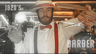 ASMR  Authentic 1920s Barbershop Colourised💈Haircut amp Shave💈 [upl. by Raynard903]