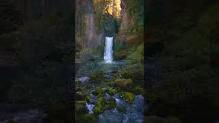 🏞️Magnificient waterfall flanked by towering basalt cliffs 🏞️ nature waterfall [upl. by Indys809]