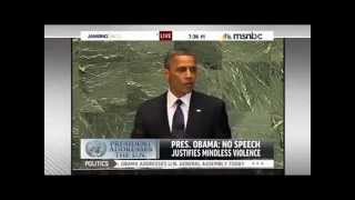 President Obama UN Speech Condemns Both Disgusting AntiIslam Video And Mindless Violence [upl. by Eilhsa151]