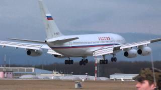 HD Rossiya Ilyushin IL96 landing at GenevaGVALSGG [upl. by Carolynn]