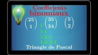 Comment calculer un COEFFICIENT BINOMIAL sans calculatrice • triangle de Pascal [upl. by Raseda382]