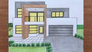 How to Draw a House in 1Point Perspective [upl. by Hillie]