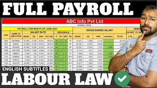 🔴How to make Payroll in Excel for beginners  Payroll Calculation as per Labour Laws [upl. by Nytsud]