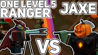 ONE Level 5 Ranger vs Jaxe  Night 1 Solar Event  Tower Defense Simulator [upl. by Nerine81]