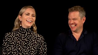 Emily Blunt Laughs at Matt Damons Awful Mustache for Oppenheimerquot [upl. by Ydnarb]