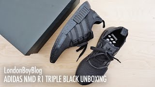 Adidas NMD R1 Triple Black Unboxing [upl. by Thomajan]