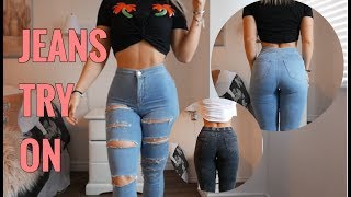 JEANS TRY ON  TOPSHOP amp FASHION NOVA [upl. by Rednasyl]