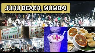 JUHU BEACH MUMBAI  Live Food counters  Pav Bhaji aur Kulfi Rabri Falooda kha ke majja aa gaya [upl. by Attiuqehs]