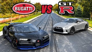 My Bugatti Chiron VS My 2000HP Nissan GTR DRAG RACE [upl. by Airdnahs]