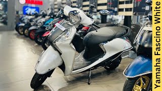 2024 Yamaha Fascino 125 White Colour Full Detailed Review🔥Price amp Features 😍New Updates amp Price [upl. by Eidnac]