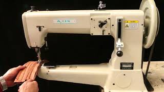 Axis Tsc441 Extra Heavy Duty Cylinder Bed Walking Foot Industrial Sewing Machine Demo [upl. by Nylde]