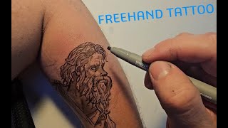 Drawing Temporary Greek Arm Tattoo Freehand [upl. by Eruot]