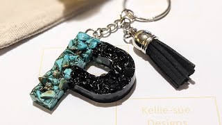 How To Create A GEMSTONE Keychain Resin Letter Keyring Crystal Resin Art [upl. by Pavel]