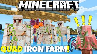 I Built A QUAD IRON FARM it exploded Truly Bedrock Ep7  Minecraft 121 Lets Play [upl. by Radmilla218]