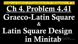 Graeco Latin Square Design in Minitab  Latin Square Design with Minitab  Problem 441 [upl. by Ahsilek]