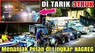 Perjuangan BERAT  TRAFO 200 TON diTarik 3Truk nanjak lingkar Nagreg Part4 [upl. by Idet]