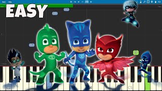 PJ Masks Theme Song  EASY Piano Tutorial [upl. by Arthur]