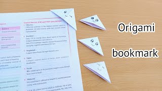 DIY easy corner bookmarkOrigami corner bookmarkDIY no glue bookmarkNo glue paper craft [upl. by Eetnahs558]