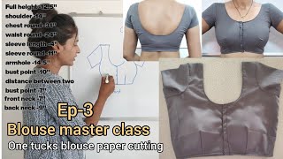 Ep3  One tucks blouse cutting and stitching ✂️  simple blouse paper cutting easy method😀 [upl. by Attenohs210]