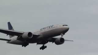 United Boeing 777200 N774UA Landing London Heathrow 09L [upl. by Ertha]