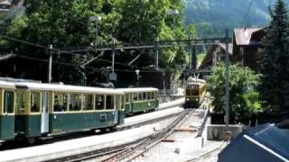 Trains crossing in Wengen [upl. by Bouchard]